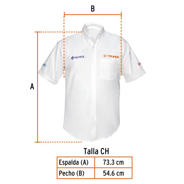 60364 - Camisa manga corta para hombre, blanca, CH, Truper