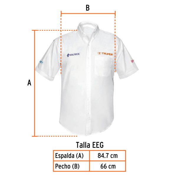 60381 - Camisa manga corta para hombre, blanca, EEG, Truper