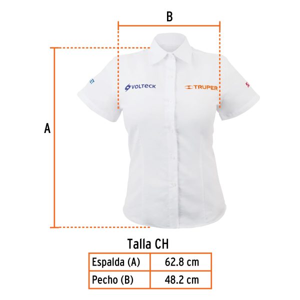 62101 - Camisa manga corta para mujer, blanca, CH, Truper