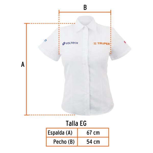 62104 - Camisa manga corta para mujer, blanca, EG, Truper