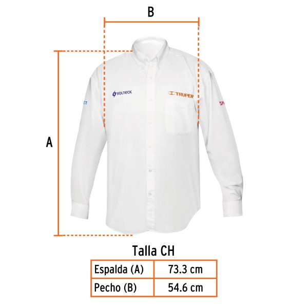60360 - Camisa manga larga para hombre, blanca, CH, Truper