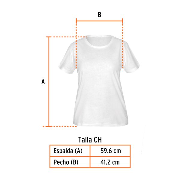 68123 - Playera cuello redondo para mujer, blanca, CH, Truper