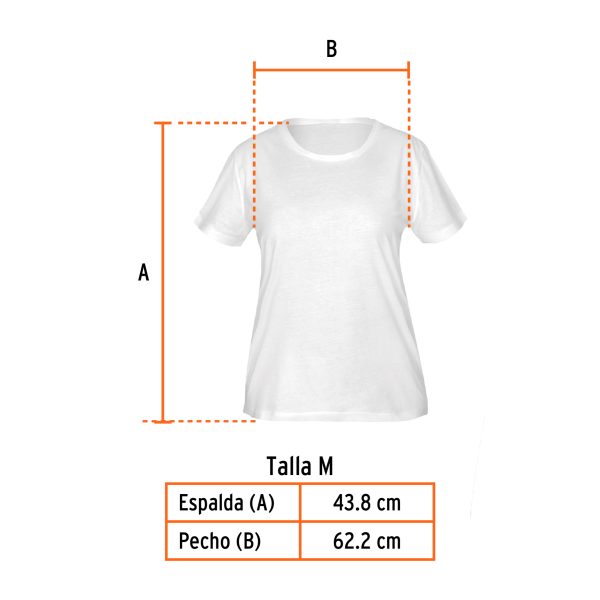 68124 - Playera cuello redondo para mujer, blanca, M, Truper