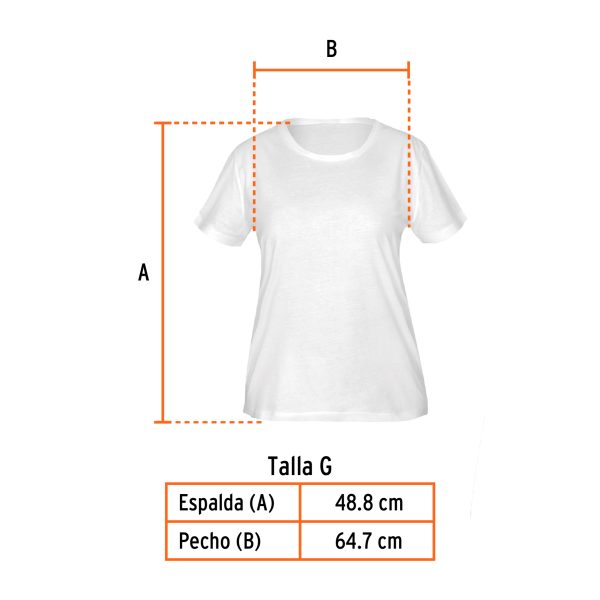 68125 - Playera cuello redondo para mujer, blanca, G, Truper