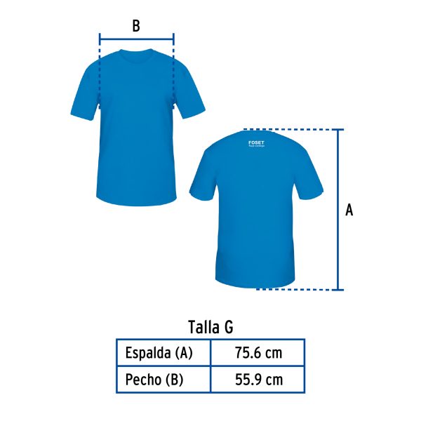 60420 - Playera cuello redondo para hombre, azul, G, Foset