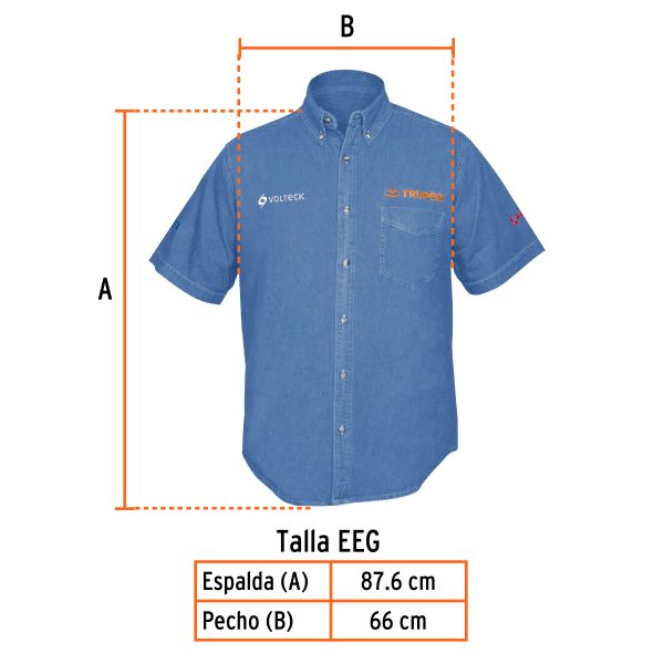 60384 - Camisa de mezclilla manga corta para hombre, EEG, Truper