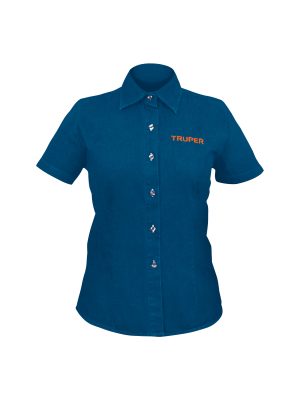61102 - Camisa de mezclilla manga corta para mujer, M, Truper