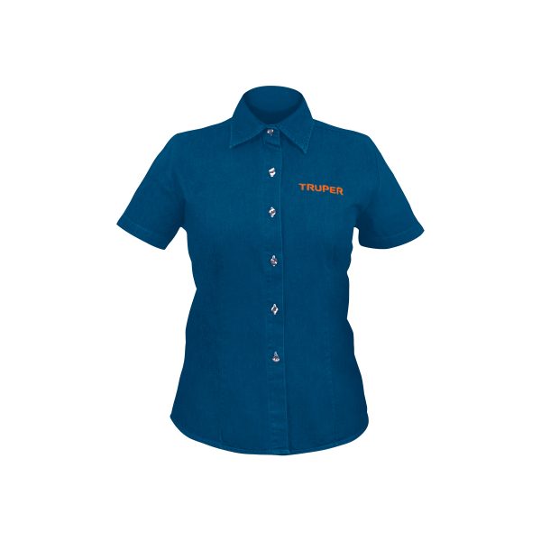 61102 - Camisa de mezclilla manga corta para mujer, M, Truper