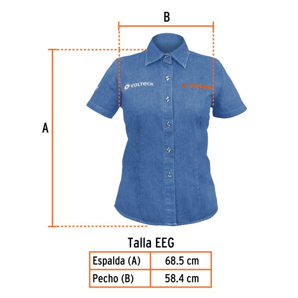 61105 - Camisa de mezclilla manga corta para mujer, EEG, Truper