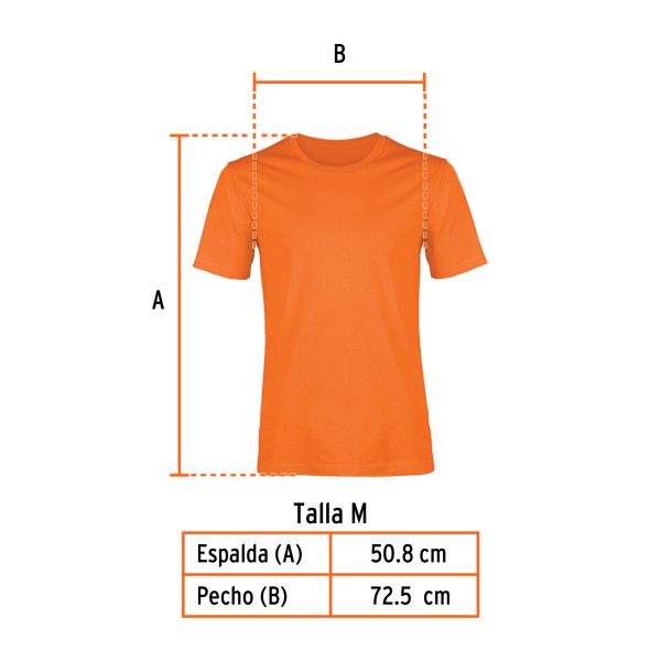68127 - Playera cuello redondo para hombre, naranja, M, Truper