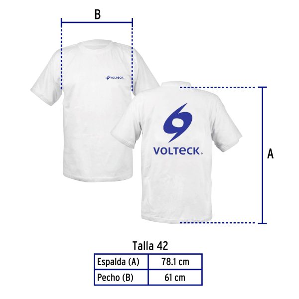 60412 - Playera cuello redondo para hombre, blanca, EG, Volteck