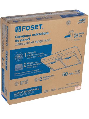 45439 - Campana extractora 50cm, empotrable, acero inoxidable, Foset