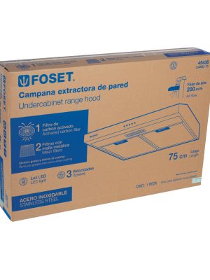 45438 - Campana extractora 75cm, empotrable, acero inoxidable, Foset