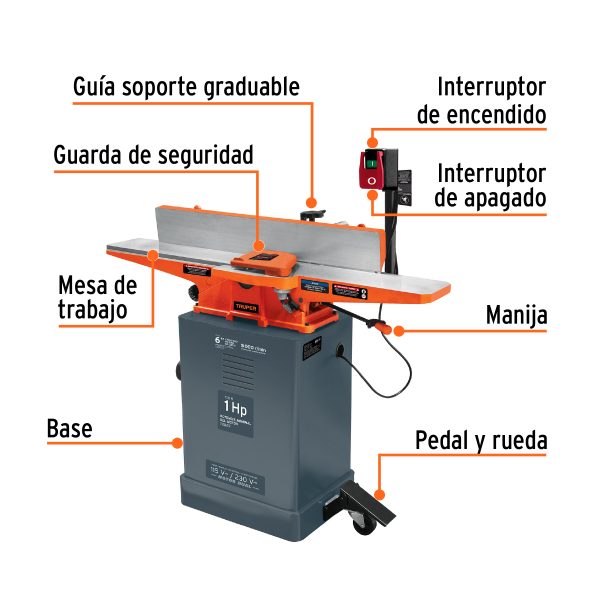 16282 - Canteadora de piso 6', 1 HP (750 W), Truper