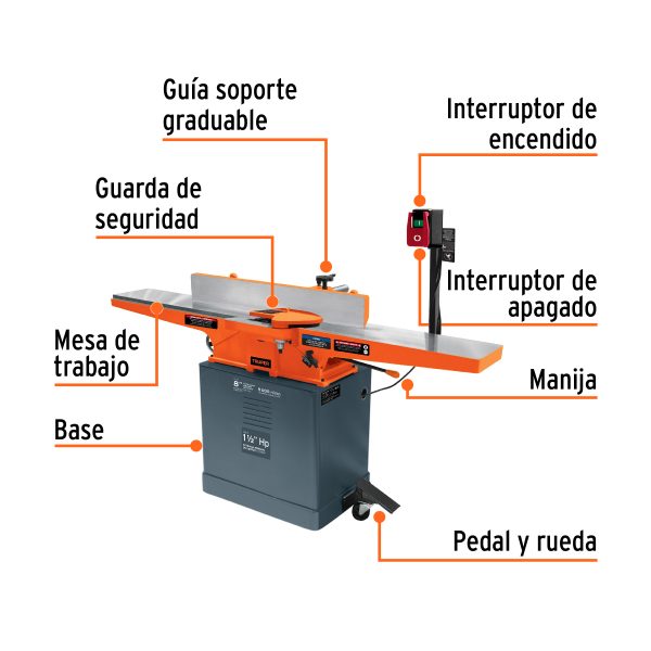 16288 - Canteadora de piso 8', 1-1/2 HP (1120 W), Truper