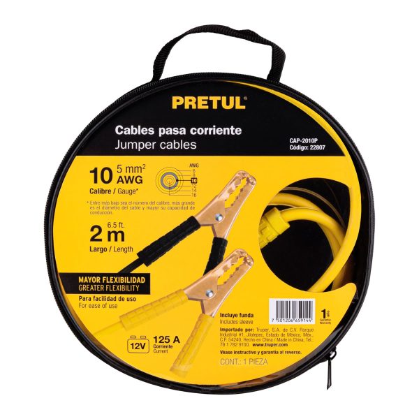 22807 - Cables pasa corriente 2 m, 125 A, 10 AWG, Pretul