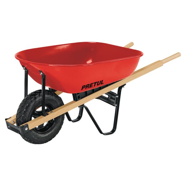 20622 - Carretilla 5.5ft3 roja, neumática, bastidores madera, PRETUL