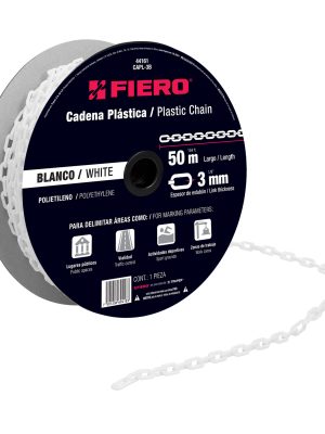 44161 - Metro de cadena de 3 mm de plástico blanca, carrete de 50 m
