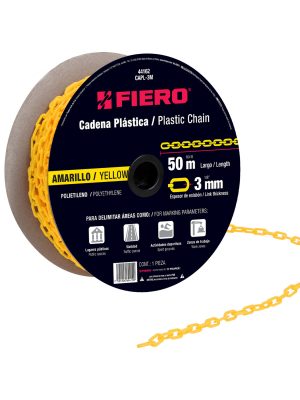 44162 - Metro de cadena de 3 mm de plástico amarilla, carrete de 50m