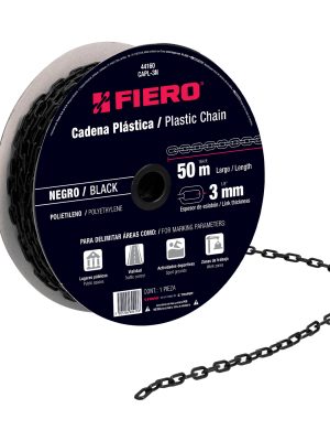 44160 - Metro de cadena de 3 mm de plástico negra, carrete de 50 m