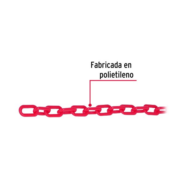 44166 - Metro de cadena de 3 mm de plástico roja, carrete de 50 m