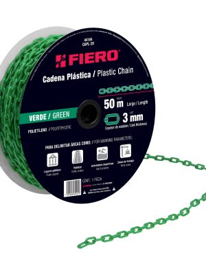 44164 - Metro de cadena de 3 mm de plástico verde, carrete de 50 m