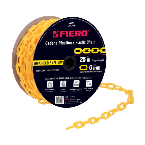 44172 - Metro de cadena de 5 mm de plástico amarilla, carrete de 25m
