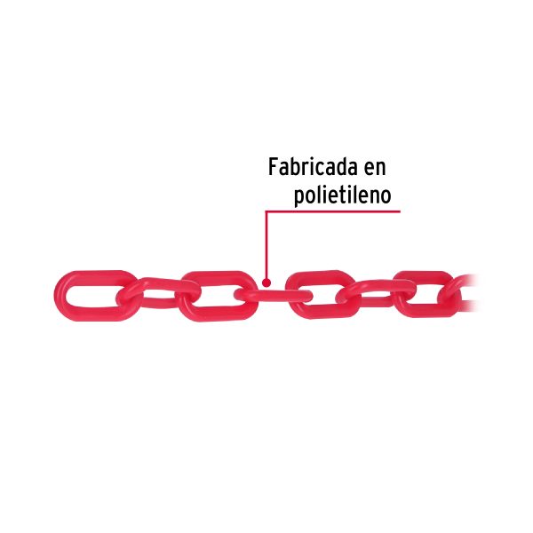 44176 - Metro de cadena de 5 mm de plástico roja, carrete de 25 m