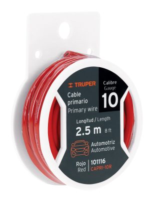 CAPRI-10R.jpg 101116 - Carrete con 2.5 m de cable primario rojo calibre 10, Truper