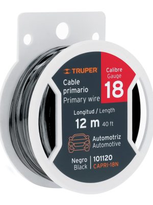 CAPRI-18N.jpg 101120 - Carrete con 12 m de cable primario negro calibre 18, Truper
