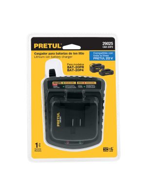 29025 - Cargador de baterías de ion litio 20V, PRETUL