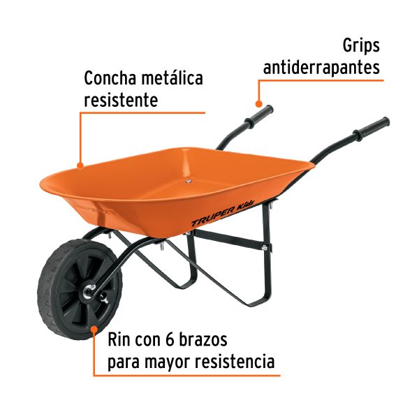 CAR-KIDFC1.jpg 102996 - Carretilla para niños, concha metálica 54 x 40 cm, Truper