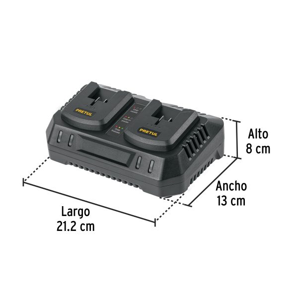 29919 - Cargador dual de baterías de ion litio 20V, PRETUL