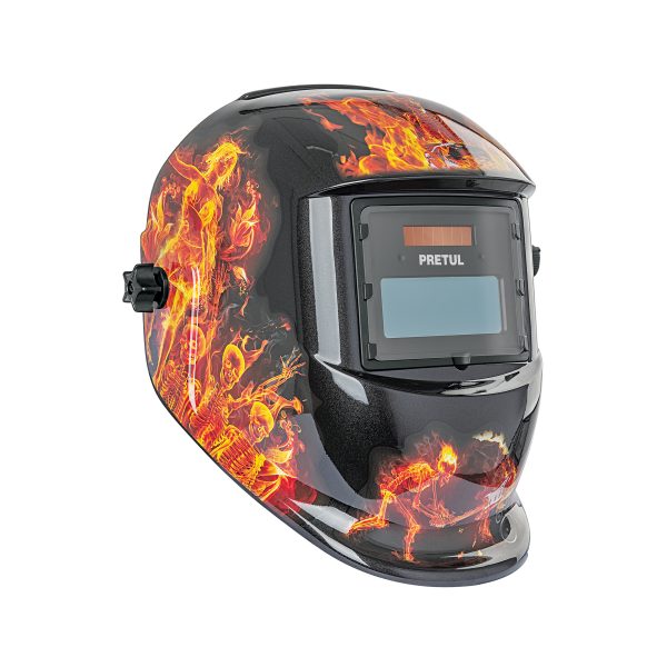 27355 - Careta electrónica p/soldar, fuego, sombra 9 a 13, PRETUL