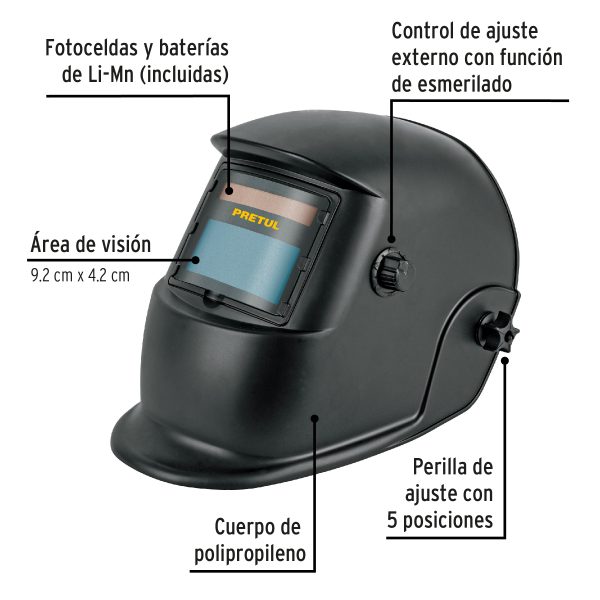 29978 - Careta electrónica p/soldar, semiprofesional, 9 a 13, PRETUL
