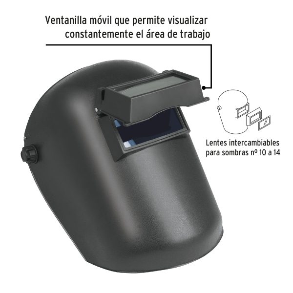 26005 - Careta p/soldar con lente abatible, sombra 11, PRETUL