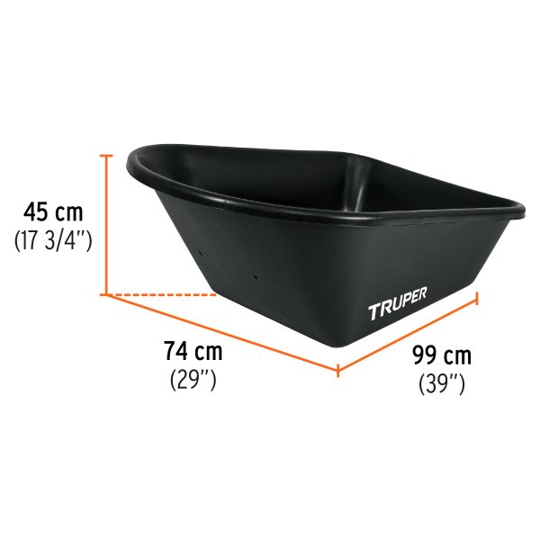 11777 - Carretilla concha plástica 6 ft3 Neumática, bastidor tubular