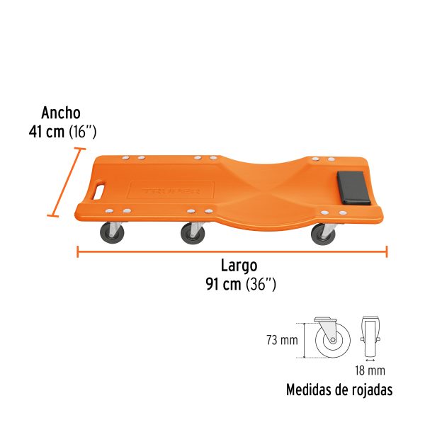 100903 - Cama de plástico 36' para mecánico, Truper