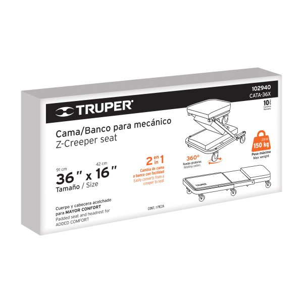 102940 - Cama / banco de 36' para mecánico, Truper