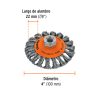 14190 - Carda tipo cónico 4' alambre trenzado, eje 5/8'-11, Truper