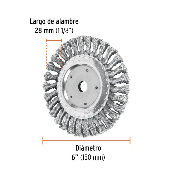 11598 - Carda trenzado fino 6' x 5/8' para esmeril, Truper