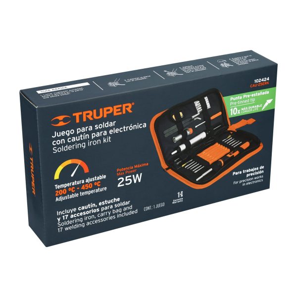 102424 - Kit soldadura electrónica con cautín de 25 W, temp regulable