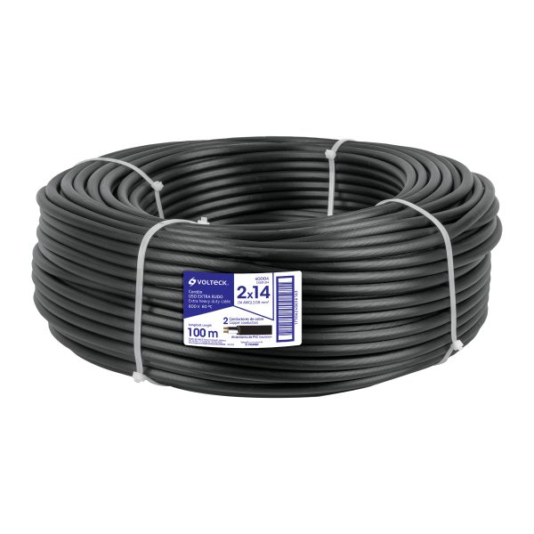 40004 - Metro de cable uso extra rudo 2 x 14 AWG en rollo de 100 m