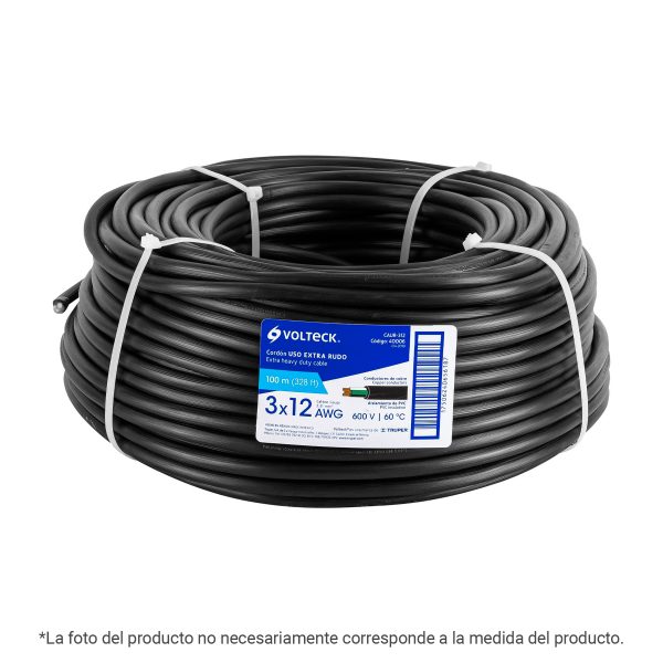 40005 - Metro de cable uso extra rudo 3 x 10 AWG en rollo de 100 m