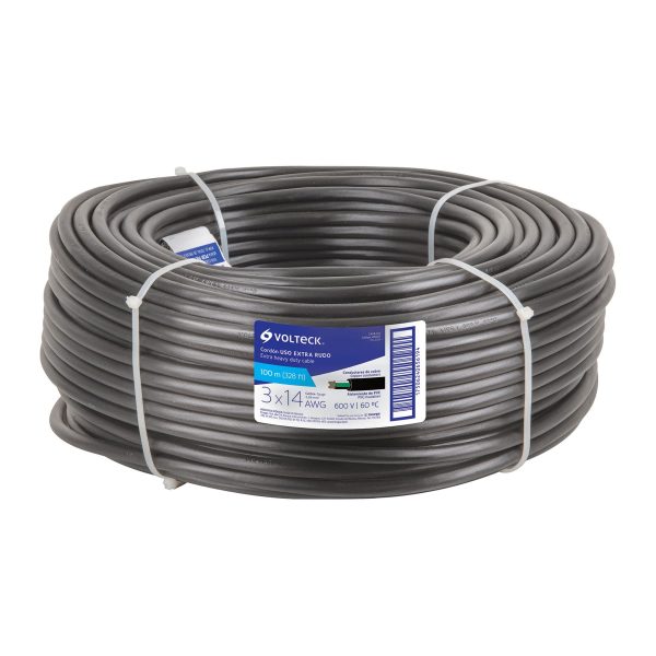 40007 - Metro de cable uso extra rudo 3 x 14 AWG en rollo de 100 m