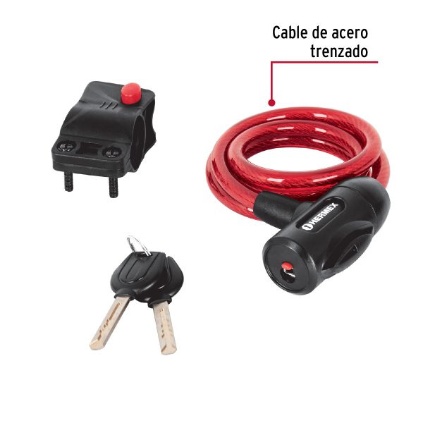 43922 - Candado de cable con llave, 10 mm X 1.0 m, HERMEX
