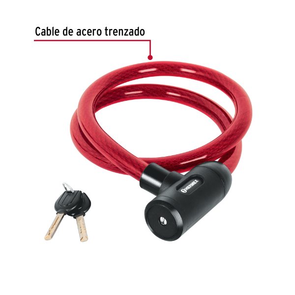 43921 - Candado de cable con llave, 20 mm X 1.20 m, HERMEX