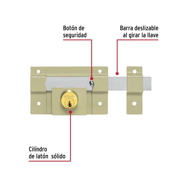43500 - Cerradura de barra libre con 2 llaves estándar, HERMEX