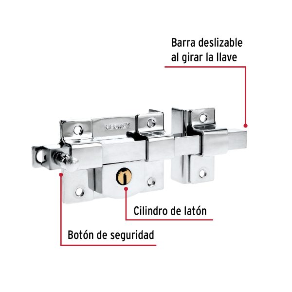 43505 - Cerradura de barra fija, derecha, HERMEX