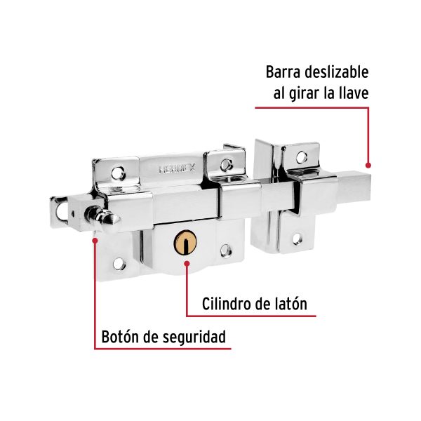 43517 - Cerradura de barra libre, derecha, blíster, HERMEX